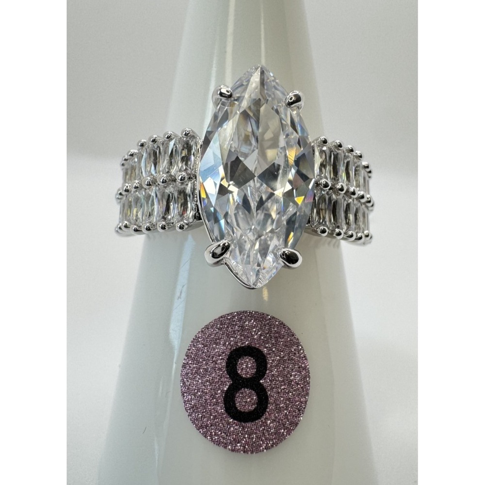Size 8 Bomb Party Ring - RG94193 Wandering Silver Skies - Cubic Zirconia
